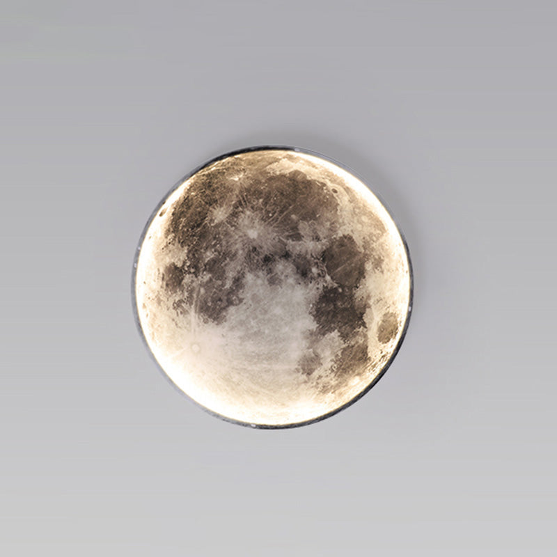 LED Moon Wall Sconce Dimmable Remote Control Light 9.4 Inch Diameter PVC Fixture for Bedroom Living Room Hallway Accent Lighting Three Color