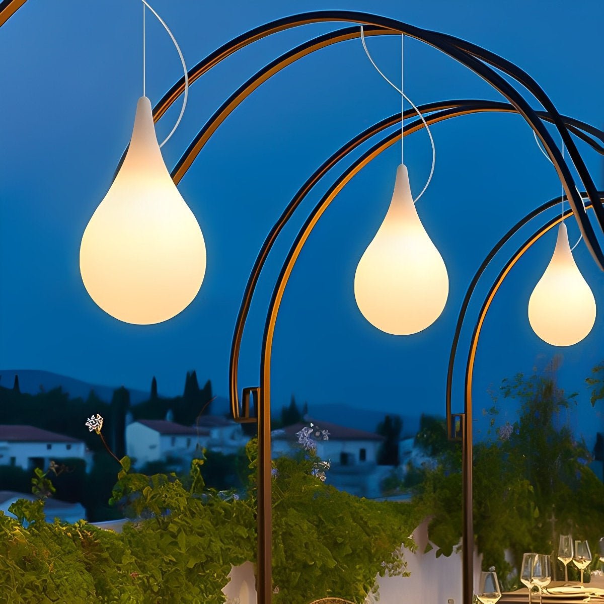 Weatherproof LED Hanging Globe for Deck & Patio – Color-Changing Orb Fixture, 9.4 in Drop Shape with Adjustable Cord, IP65 Rated for Year-Ro