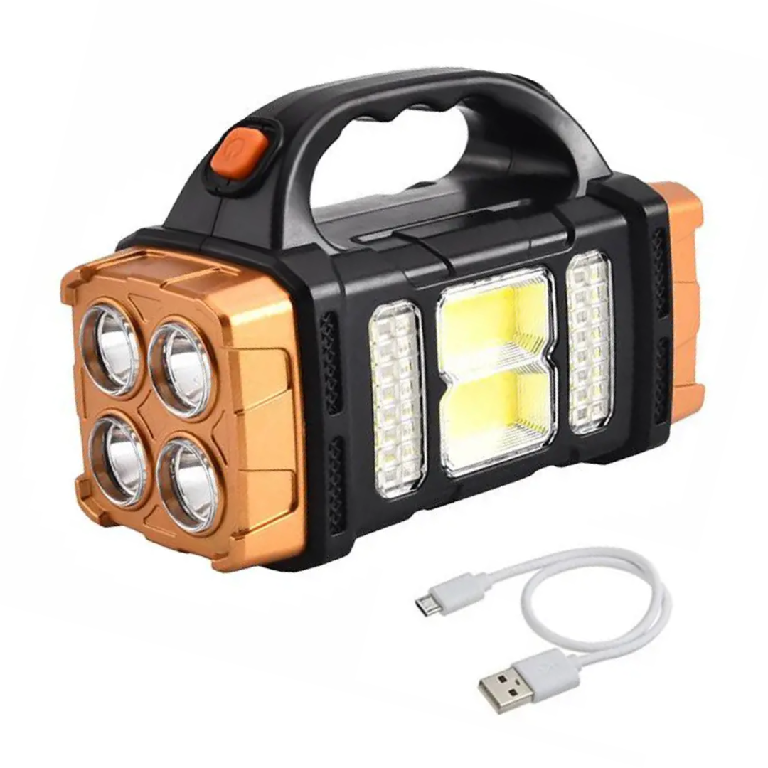 Solar LED Camping Lantern with Power Bank 6 in × 2.8 in Waterproof Emergency Light Strobe Mode Rechargeable Outdoor Torch for Hiking Roadsid