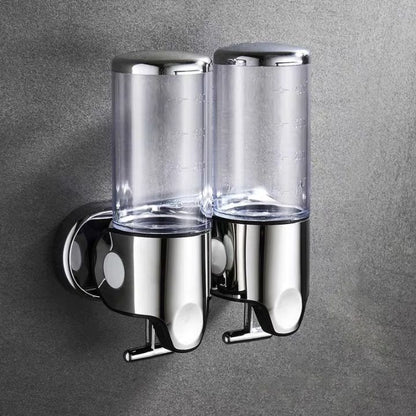 Distributeur de savon mural à pompe poussoir - Support à liquide en acier inoxydable pour shampoing, lotion et savon pour les mains dans la salle de bain, la cuisine et la douche
