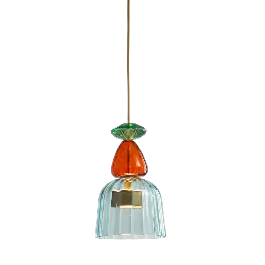 Colorful Glass Pendant Light – Modern Single-Bulb Ceiling Fixture for Dining Room, Kitchen & Bedroom