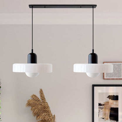 Dual-Shade Glass Hanging Light Fixture G9 Socket 14 Inch Ceiling Mount for Kitchen Island Dining Table Living Room Modern Overhead Lighting
