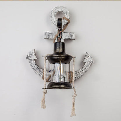 Industrial Wall Sconce Light Fixture with Glass Shade for Entryway Bedroom & Living Areas | Wood & Metal Accent Lighting E26 Socket