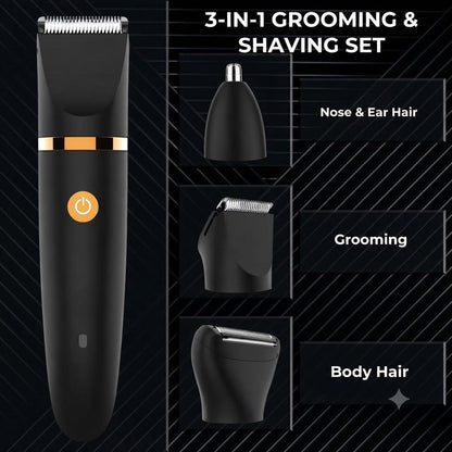 All-in-One Electric Body Groomer for Men – Cordless Full Body Hair Trimmer with Waterproof Design & Multiple Attachments for Face, Body &
