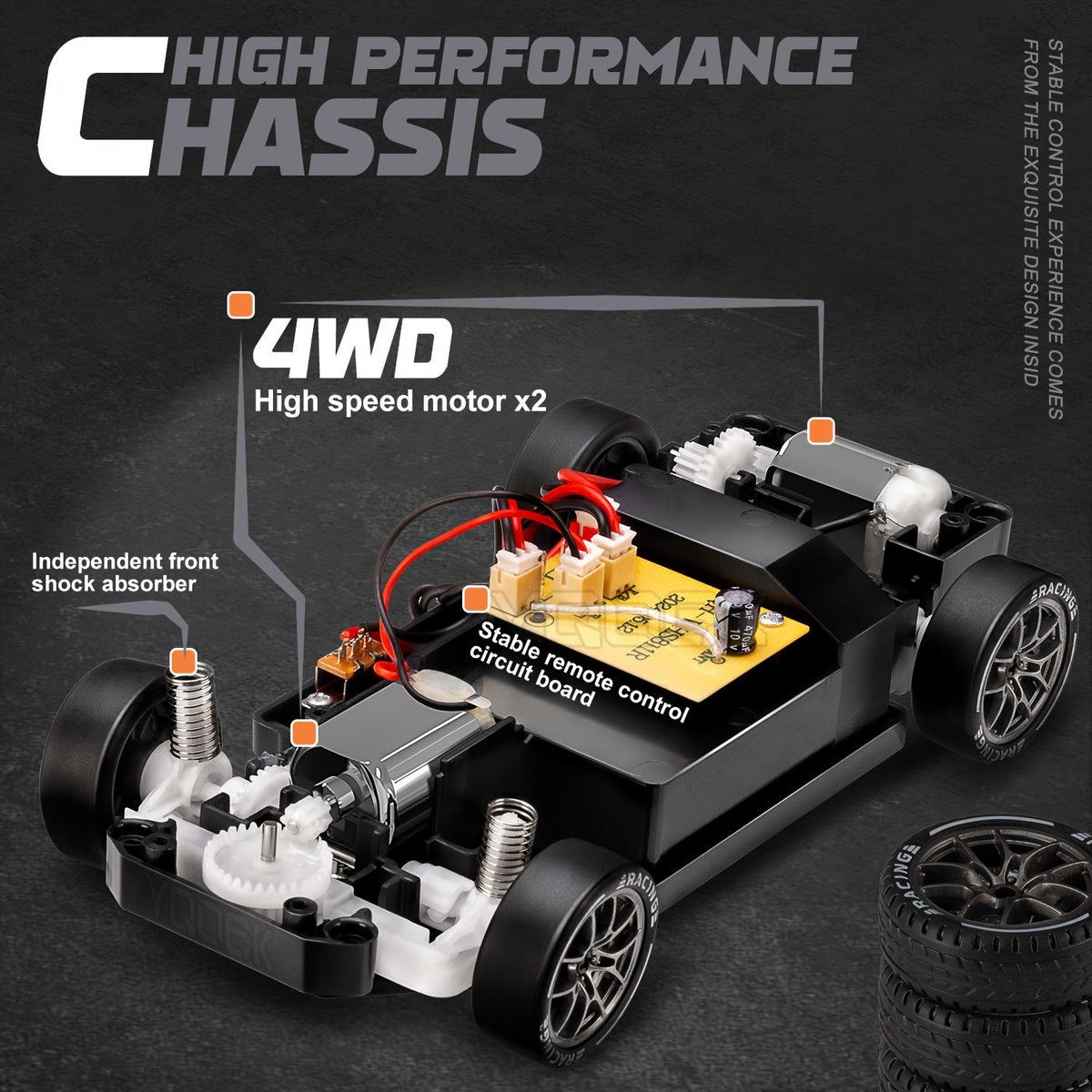 Remote Control Drift Car with LED Wheels – 1:24 Scale 4WD Racing Vehicle for Kids – Rechargeable RC Stunt Car