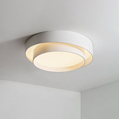 Round LED Ceiling Light 16-24 Inch White Metal Flush Mount Modern Dimmable Fixture for Bedroom Living Room Kitchen
