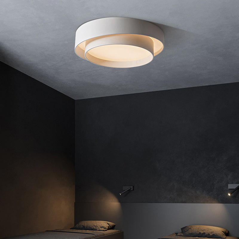 Round LED Ceiling Light 16-24 Inch White Metal Flush Mount Modern Dimmable Fixture for Bedroom Living Room Kitchen