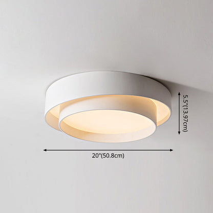 Round LED Ceiling Light 16-24 Inch White Metal Flush Mount Modern Dimmable Fixture for Bedroom Living Room Kitchen