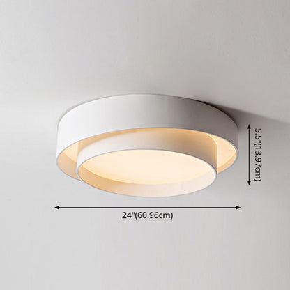 Round LED Ceiling Light 16-24 Inch White Metal Flush Mount Modern Dimmable Fixture for Bedroom Living Room Kitchen