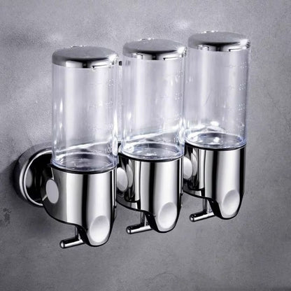 Distributeur de savon mural à pompe poussoir - Support à liquide en acier inoxydable pour shampoing, lotion et savon pour les mains dans la salle de bain, la cuisine et la douche