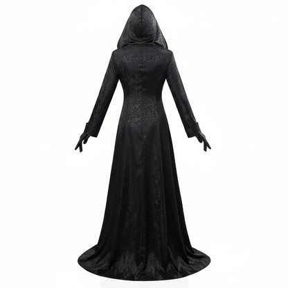 Gothic Vampire Costume Set for Women with Dress Gown Coat Choker & Tattoos for Halloween Cosplay Conventions Horror Fans