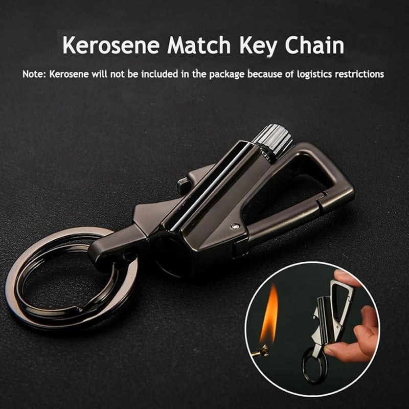 Porte-clés briquet rechargeable avec décapsuleur, alliage de zinc, 8,9 cm, étanche et coupe-vent, outil EDC pour camping et randonnée, noir, argent, doré