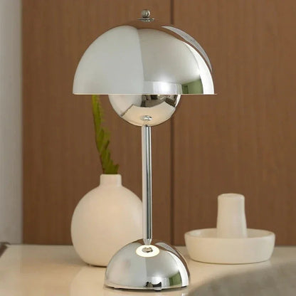 Cordless Rechargeable LED Accent Lamp with Touch Dimmer Chrome Finish 12 in Tall for Nightstand Dining Table Patio Living Room Bedroom Porta