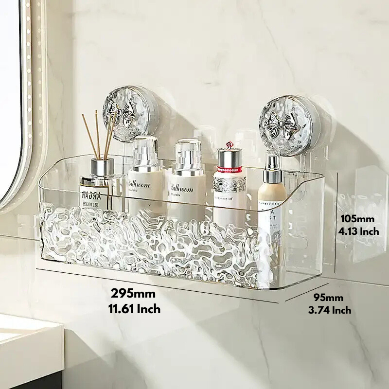 Suction Cup Bathroom Caddy Organizer – No Drill Wall Storage for Shower & Tile | Strong Hold on Smooth Surfaces