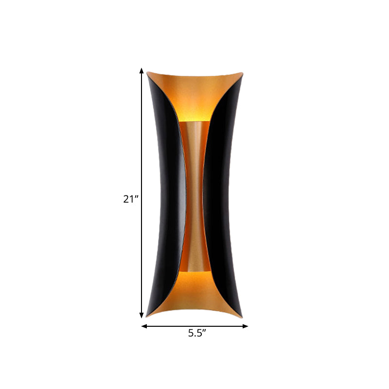 Double-Arm Spiral Wall Sconce Black Metal 2-Light Fixture 13/21/30 Inch Hardwired Indoor Accent Lighting for Hallway Bedroom Living Room