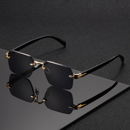 Rimless Square Frame Reading Glasses for Men – Lightweight Metal & Plastic Eyewear for Everyday Wear