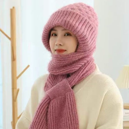 Thermal Hooded Scarf with Built-In Face Mask and Ear Coverage for Winter Outdoor Activities