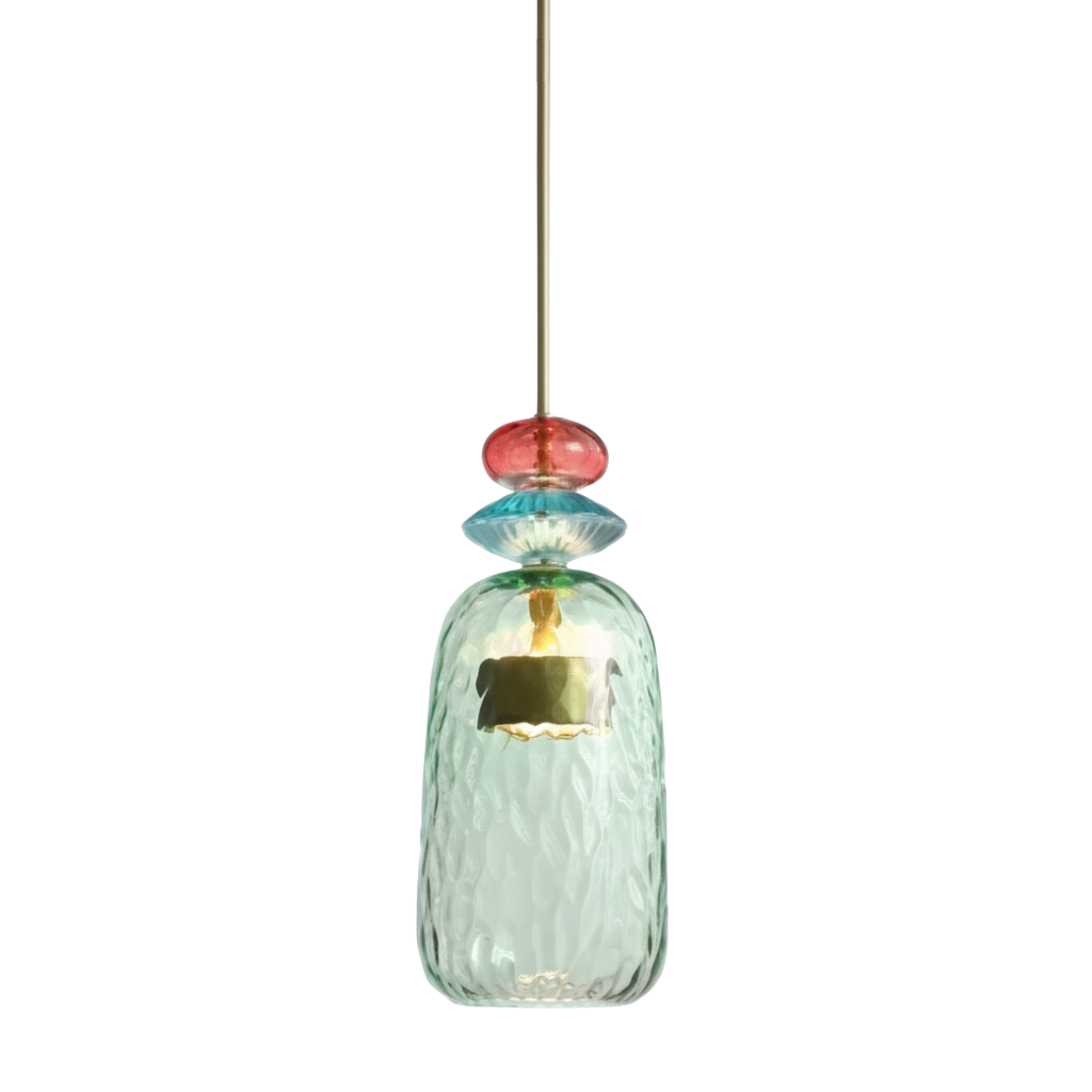 Colorful Glass Pendant Light – Modern Single-Bulb Ceiling Fixture for Dining Room, Kitchen & Bedroom