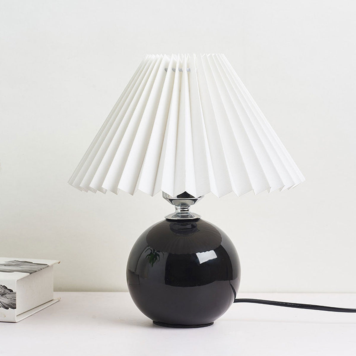 Ceramic Table Lamp with Fabric Shade – Modern Accent Lighting for Bedroom, Living Room & Home Office
