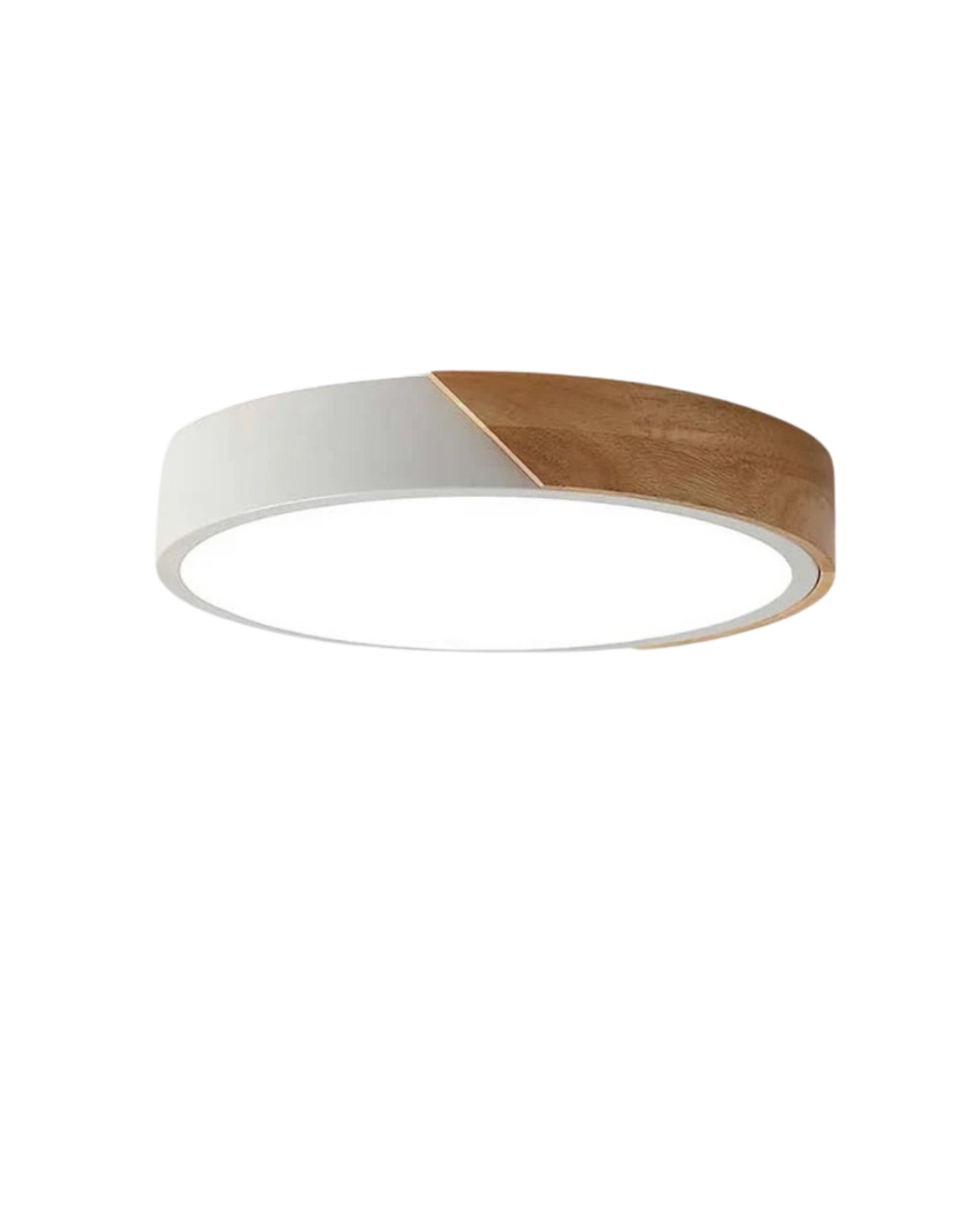 Round Flush Mount Ceiling Light with Wood Accent and Integrated LED – Modern Low Profile Fixture in 9, 12, 16, 20, and 24 inch Sizes for Liv