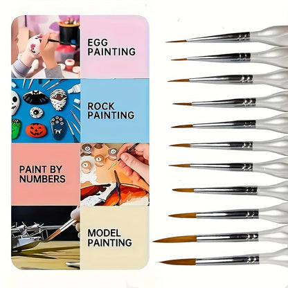 Precision Art Brushes for Scale Models 7.7 Inch Synthetic Bristle Set Wooden Handle Acrylic Oil Watercolor Craft Nail Art