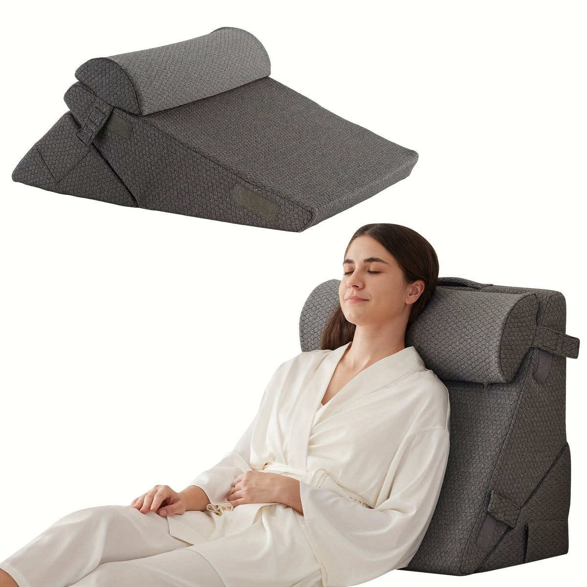 Adjustable Wedge Pillow for Bed – Leg, Back & Knee Support for Sleep & Recovery
