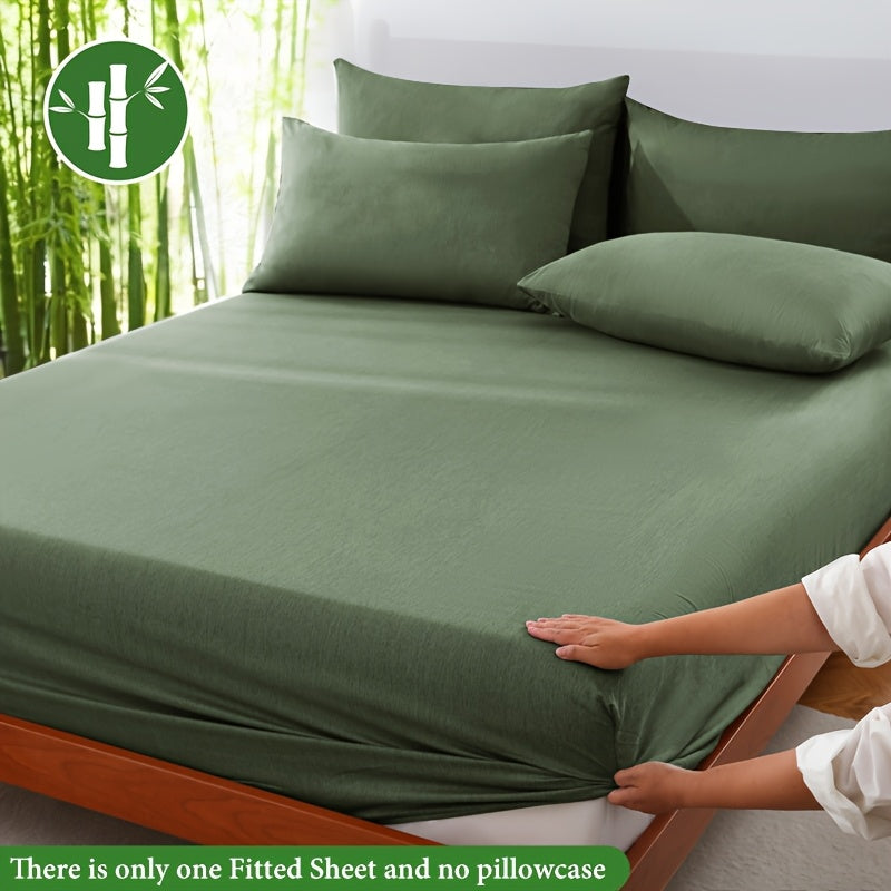Bamboo Fiber Fitted Sheet Deep Pocket Breathable Cooling Bed Sheet Moisture Wicking Soft Bedding for Summer Twin Full Queen King Cal King
