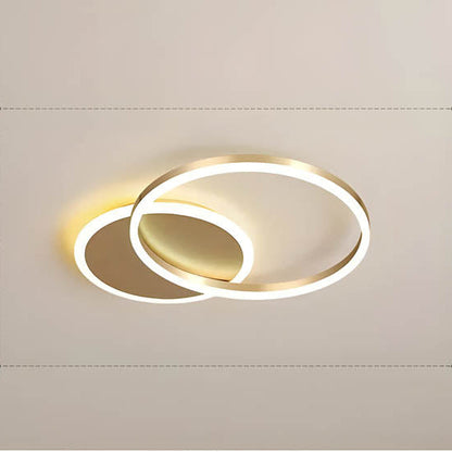 Plafonnier LED multi-anneaux en aluminium noir, 39 po, luminaire contemporain pour chambre, salon et salle à manger, éclairage intégré