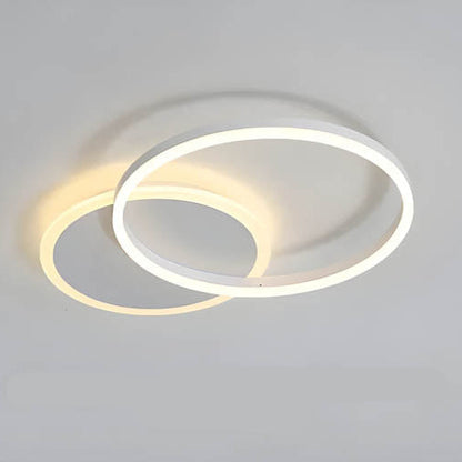 Plafonnier LED multi-anneaux en aluminium noir, 39 po, luminaire contemporain pour chambre, salon et salle à manger, éclairage intégré