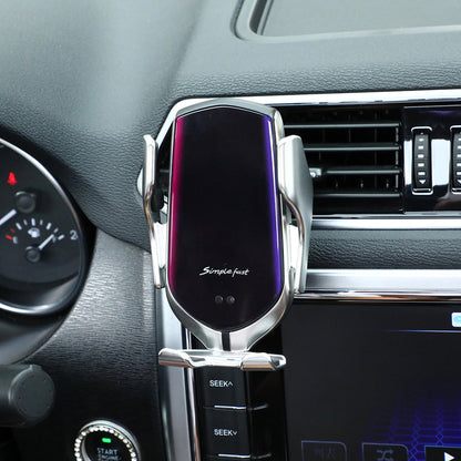 Support de téléphone à fixation automatique avec charge sans fil pour grille d'aération de voiture - capteur infrarouge, rotation à 360°, support à charge rapide Qi