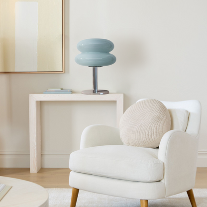 Frosted Glass Accent Lamp 10 Inch Sphere Bedside Light with Metal Base for Nightstand Reading Office Desktop Illumination
