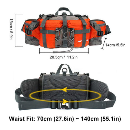 Belt Bag Waterproof, Hiking Waist Bag with Water Bottle Holder, Adjustable Bum Bag for Running and Travel