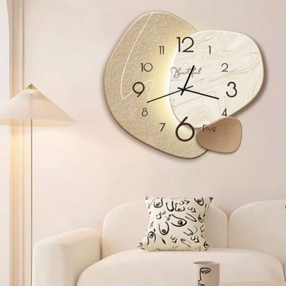 Quiet Movement 16-Inch Round Timepiece Beige Minimalist Design for Bedroom Living Room Home Office Decor Modern Japandi Style