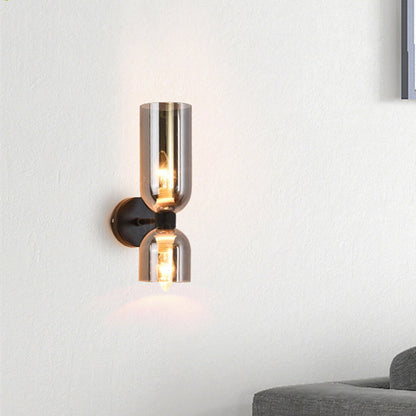 Glass & Iron Wall Sconce - Vintage-Inspired Dual-Light Fixture for Hallway, Bedroom & Dining Room - Hardwired Design with E12 Candelabra