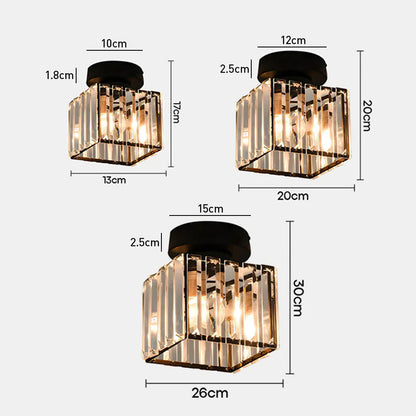 Flush Mount Crystal Light Fixture E27 Socket Black Gold for Bedroom Living Room Hallway Indoor Home Décor Compact Reflective Shade Elegant A