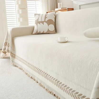 Woven Throw Blanket with Tassels for Sofa and Couch – Soft Cotton Chenille Cover for Living Room and Bedroom
