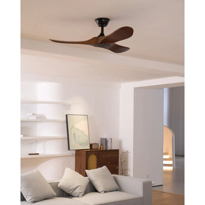 Wooden Blade Ceiling Fan with Remote Control 6 Speed Whisper-Quiet Motor Walnut Finish Adjustable Suspension for Living Room Bedroom Home Of