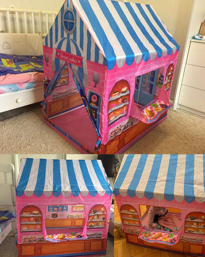 Kids Play Tent Cake Shop Playhouse Pop-Up Fort Indoor Outdoor Pretend Play Space for Toddlers Boys Girls Imaginative Role Play Hideaway