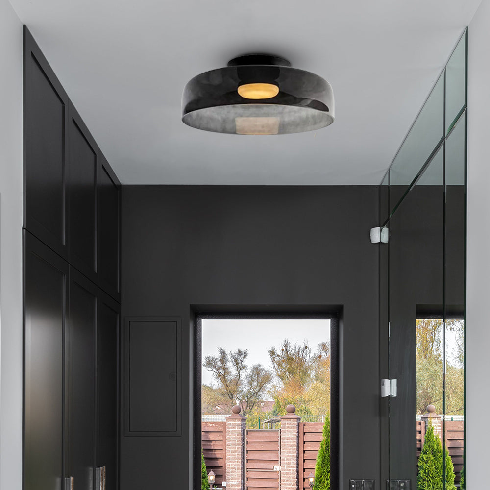 Layered Glass Ceiling Light Modern Multi-Tier Flush Mount Fixture with LED Hardwired for Kitchen Dining Room Bedroom Living Room