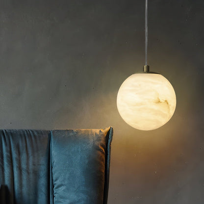 Suspension lumineuse globe en pierre, cordon réglable de 10 à 15 cm, luminaire minimaliste moderne pour chambre, salle à manger, cuisine, salon et entrée