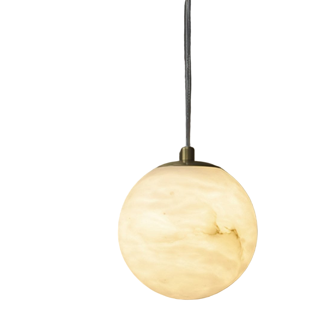 Suspension lumineuse globe en pierre, cordon réglable de 10 à 15 cm, luminaire minimaliste moderne pour chambre, salle à manger, cuisine, salon et entrée
