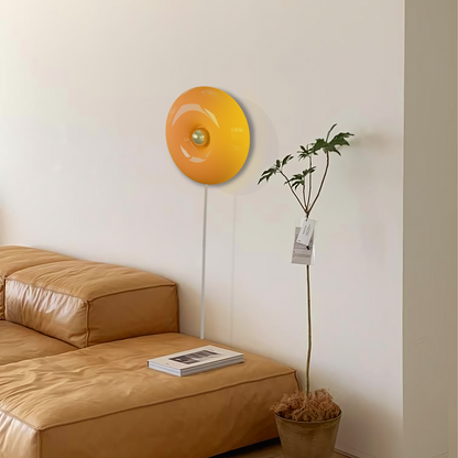 Touch-Activated LED Glass Sconce 10 in Round Orange Ambient Light for Bedroom Living Room Study Modern Energy-Efficient Decorative Fixture