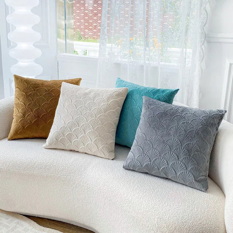 Housse de coussin Cove Velvet Shell - Velours doux, design côtier