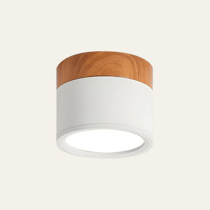 Compact LED Flush Mount Ceiling Light Fixture Wood & Metal Accent for Entryway Hallway Bedroom Kitchen 5W 7W Surface Mount Minimalist Modern