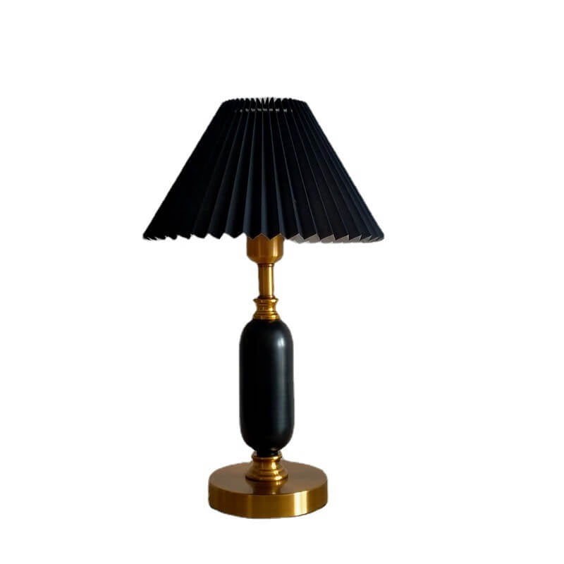 Accent Lamp with Folded Cloth Shade 11 in × 18 in Gold Base E12 Socket for Nightstand Office Den Mid-Century Style Portable Lighting