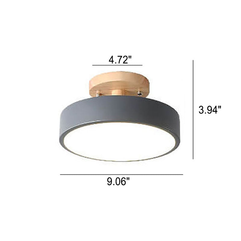 LED Semi-Flush Ceiling Light 12 in Wood & Acrylic Low-Profile Fixture for Bedroom Hallway Living Room Modern Home Lighting 3-Color Temperatu