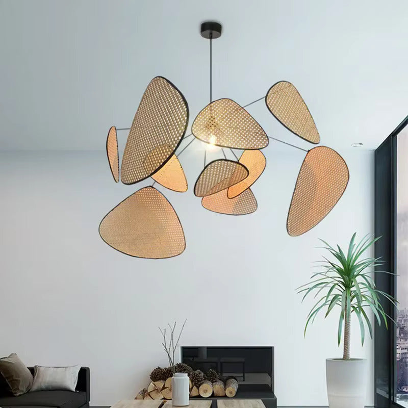 Woven Rattan Hanging Lamp 47 in Oval Natural Fiber Ceiling Fixture E27 Socket Adjustable Cord Dining Room Bedroom Boho Scandinavian Japandi