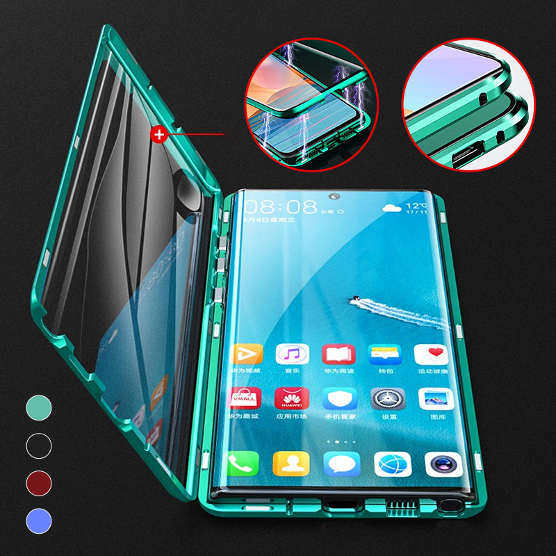 Coque de téléphone magnétique en verre trempé pour Samsung Galaxy avec protection double face et fermeture autobloquante