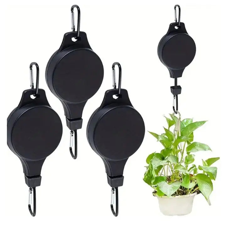 Hanging Plant Pulley System for Indoor & Outdoor Gardens – Adjustable Ceiling Mount Hanger with Steel Cable for Pots & Baskets