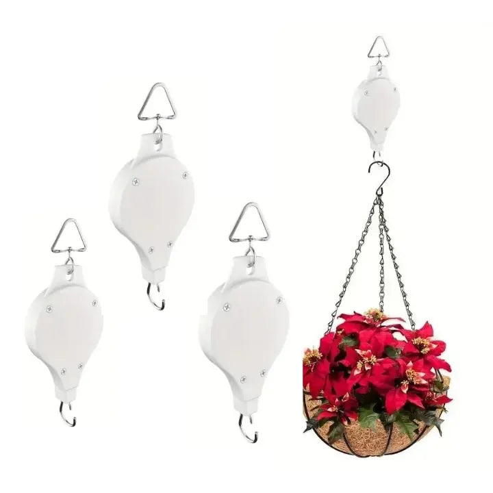 Hanging Plant Pulley System for Indoor & Outdoor Gardens – Adjustable Ceiling Mount Hanger with Steel Cable for Pots & Baskets